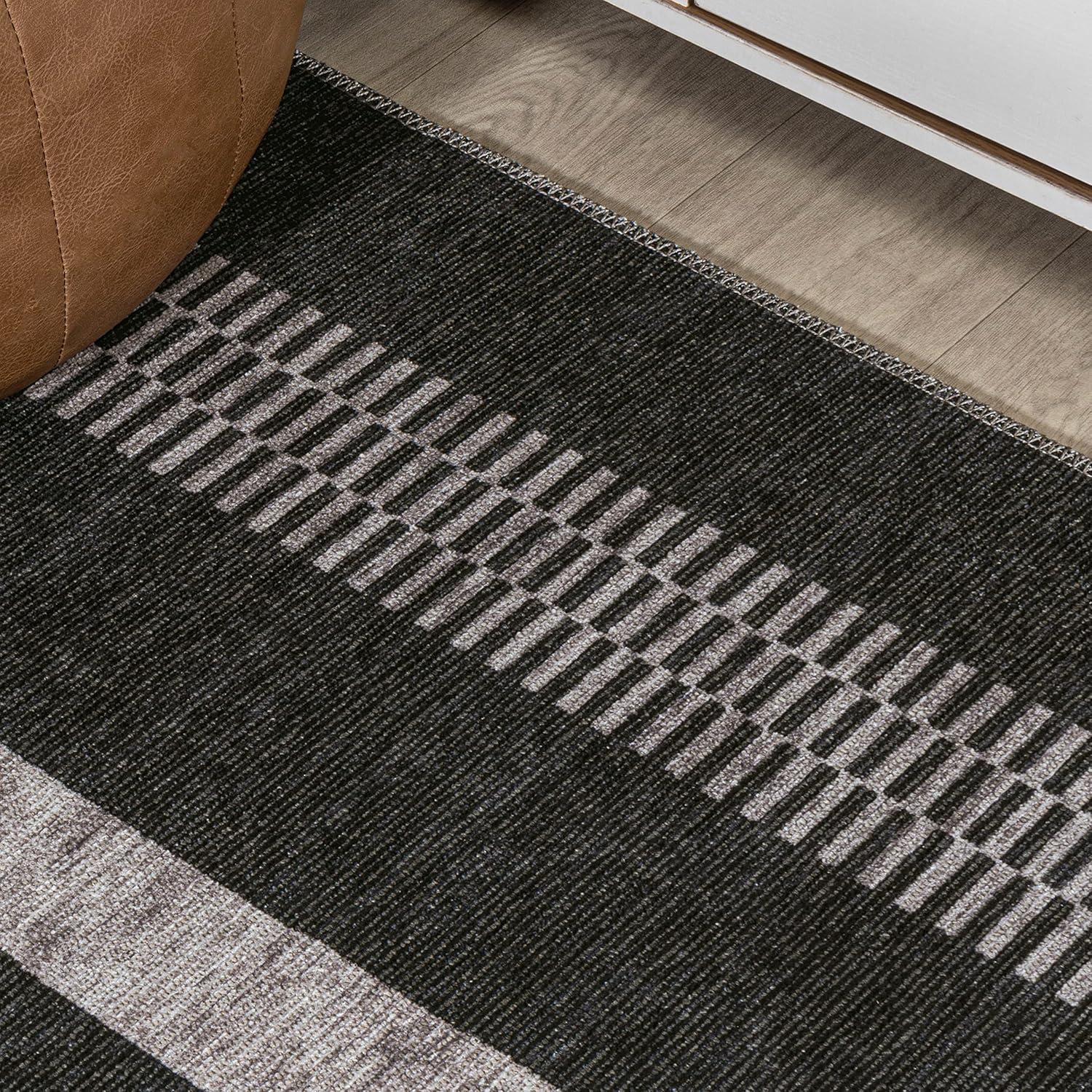 Vichy Geometric Striped Machine-Washable Indoor Area Rug - JONATHAN Y