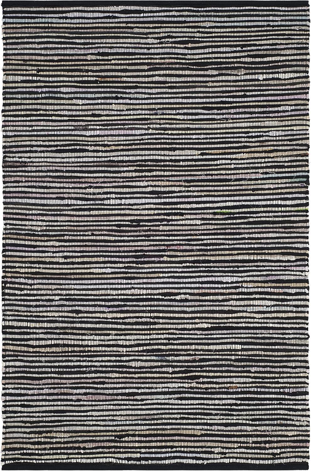Rag Rug RAR130 Hand Woven Indoor Area Rug - Black/Multi - 4'x6' - Safavieh.
