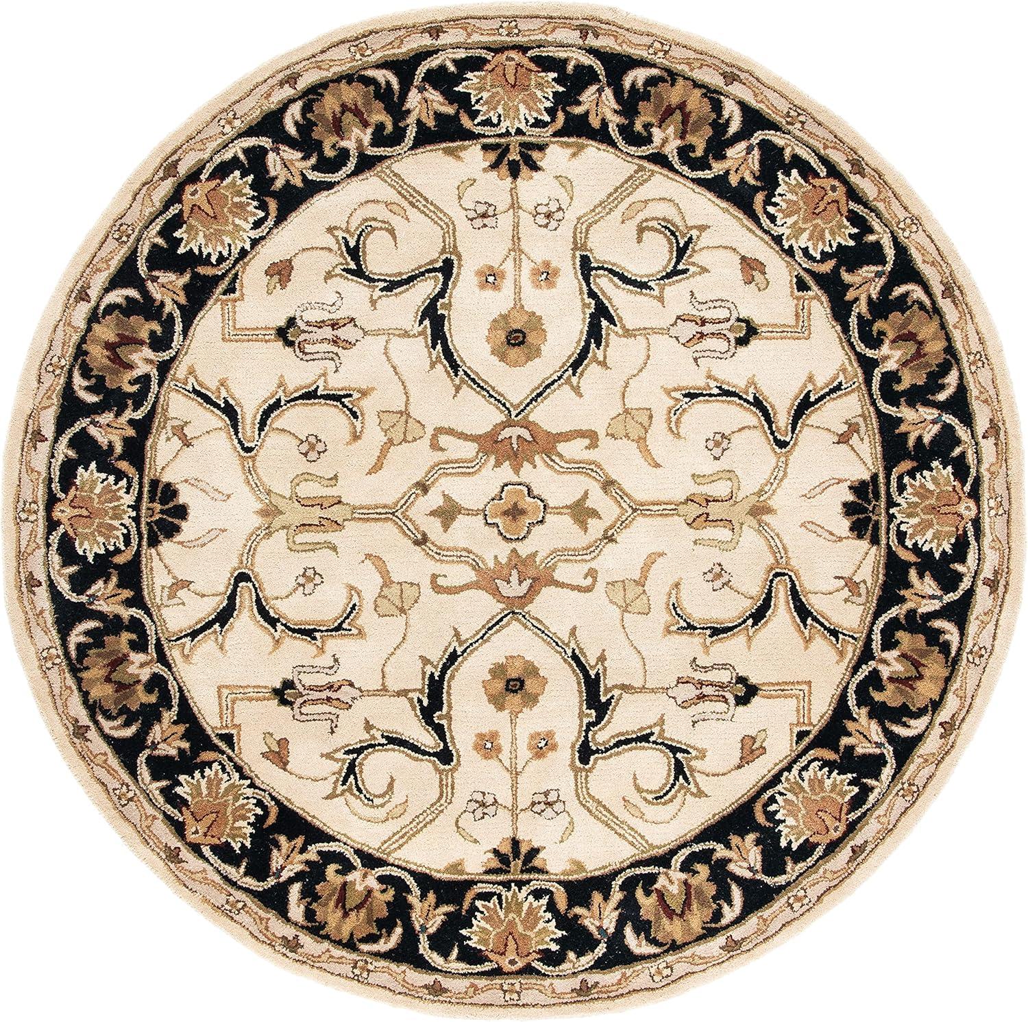 Heritage HG644 Handmade Area Rug - 6' Round - Ivory/Black - Safavieh