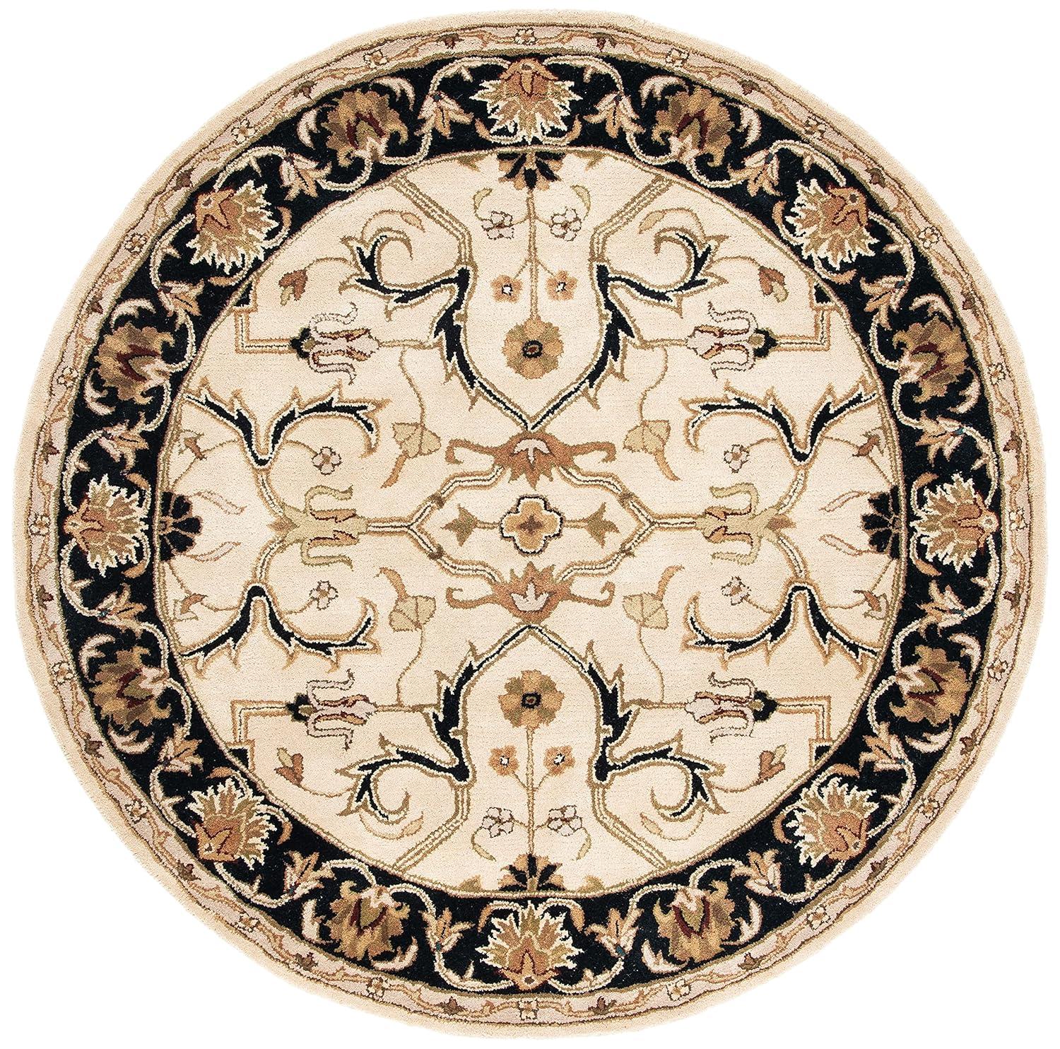 Heritage HG644 Handmade Area Rug - 6' Round - Ivory/Black - Safavieh
