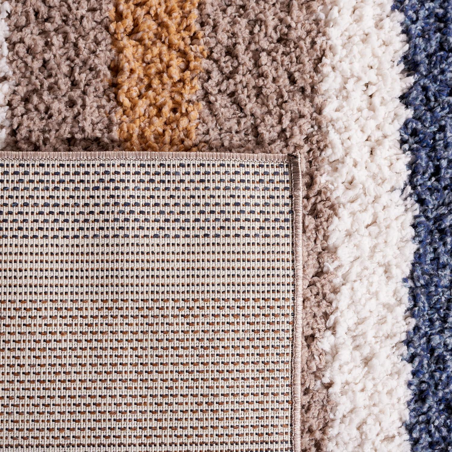 Highland Dunes Calico Shag Performance Striped Rug