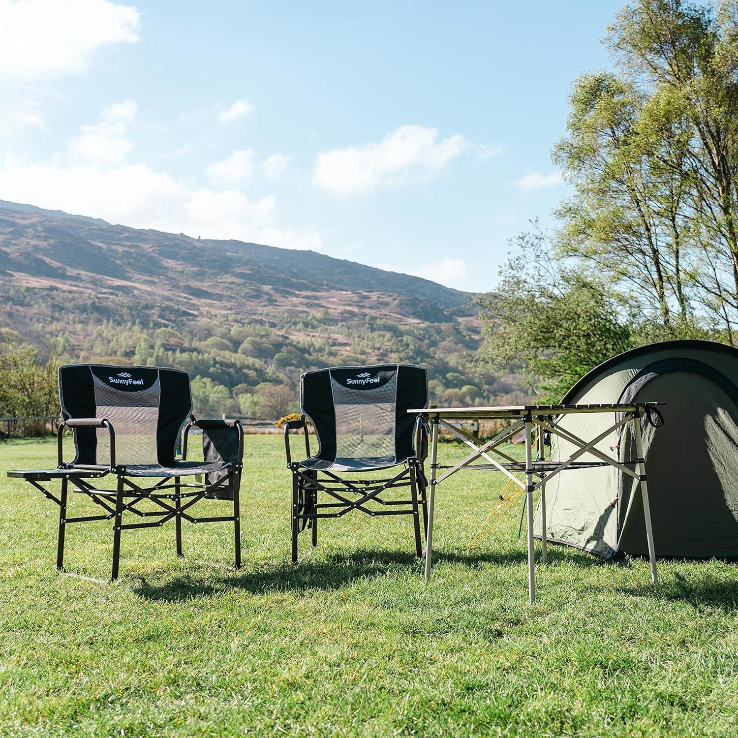 Sunnyfeel Adventure Black & Gray Portable Director's Camping Chair