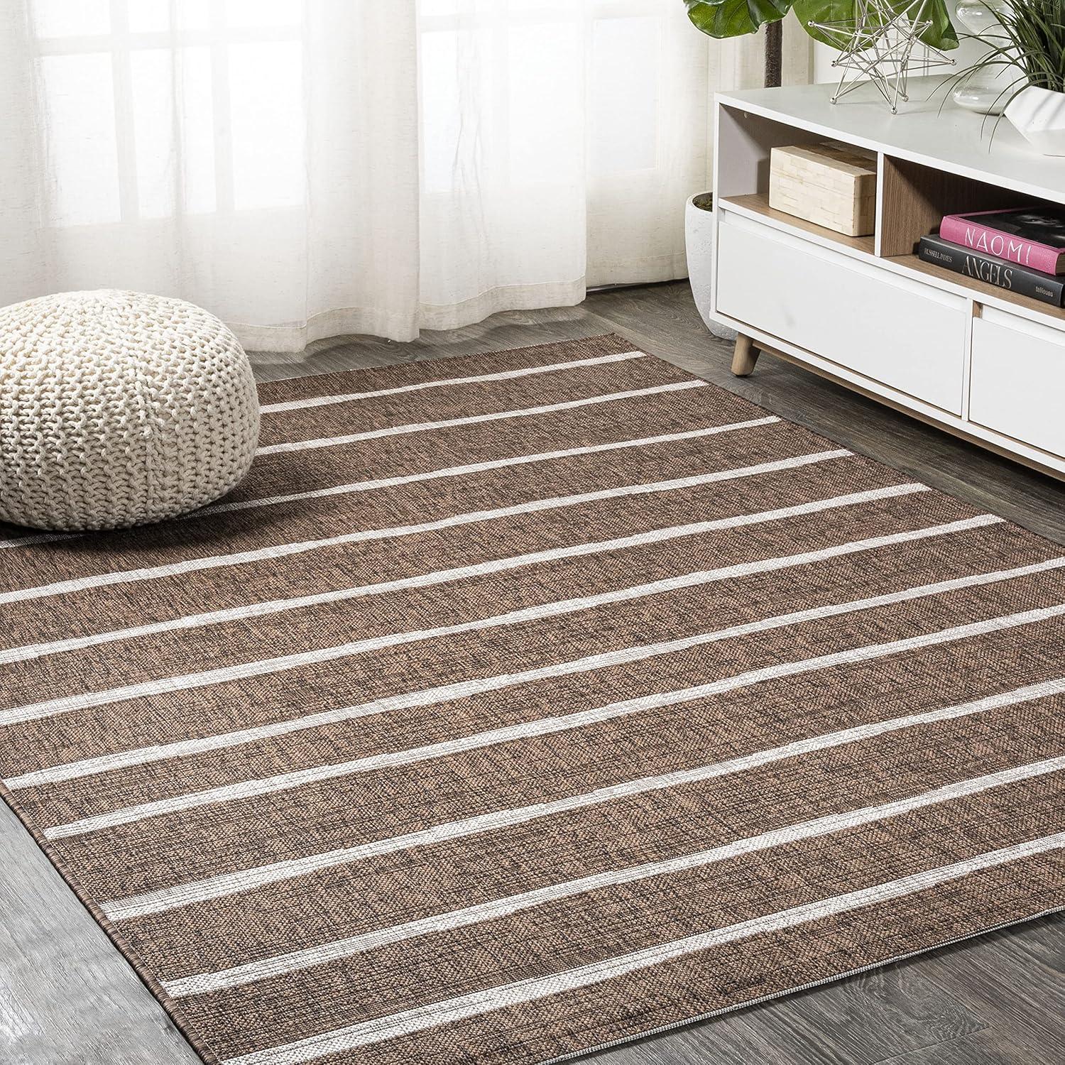 3'x5' Colonia Berber Stripe Indoor/Outdoor Area Rug, Brown/Beige - JONATHAN Y