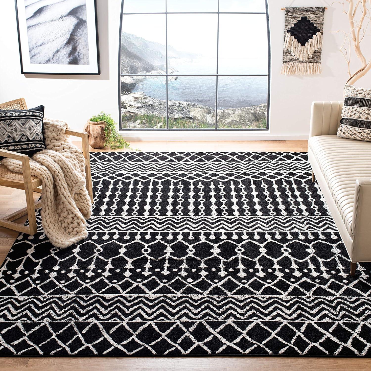 Tulum TUL270 Power Loomed Area Rug - Black/Ivory - 8'x10' - Safavieh.