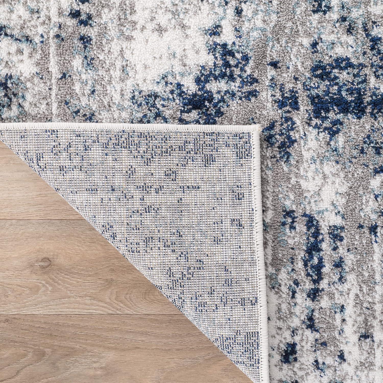 World Rug Gallery Distressed Abstract Blue 3'3" x 5' Area Rug