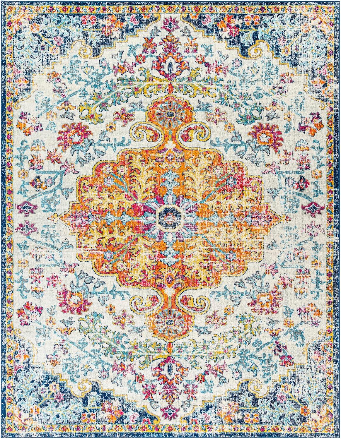 Livabliss 7'10"x10'3" Abby Traditional Rugs Aqua: Medium Pile, Stain & Fade-Resistant, Indoor Use