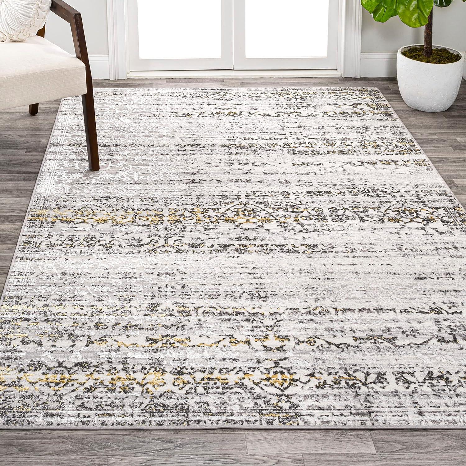JONATHAN Y Tidal Modern Strie' Ivory/Black 3 ft. x 5 ft. Area Rug