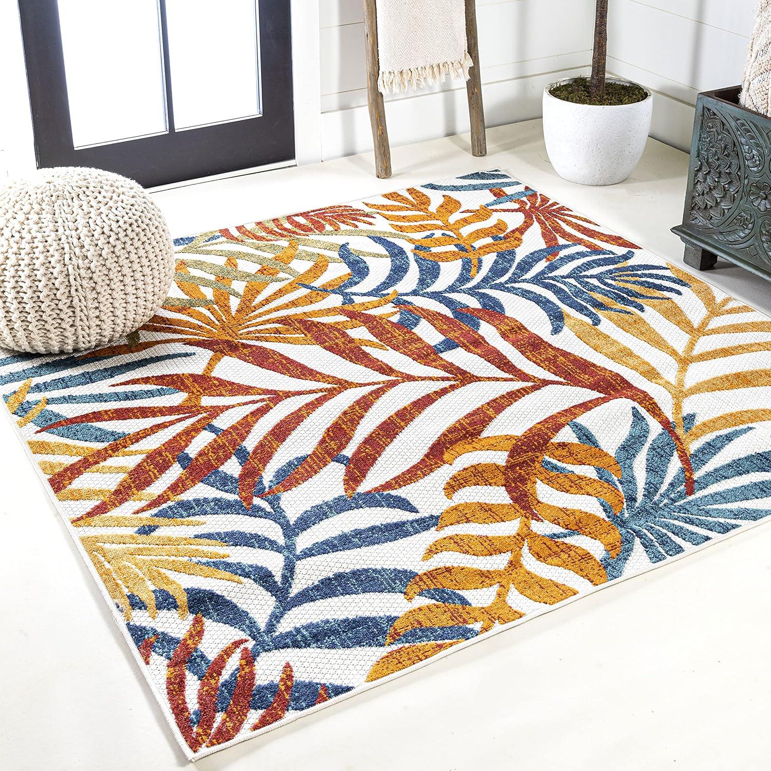 Tropics Palm Leaves Indoor/Outdoor Area Rug - JONATHAN Y