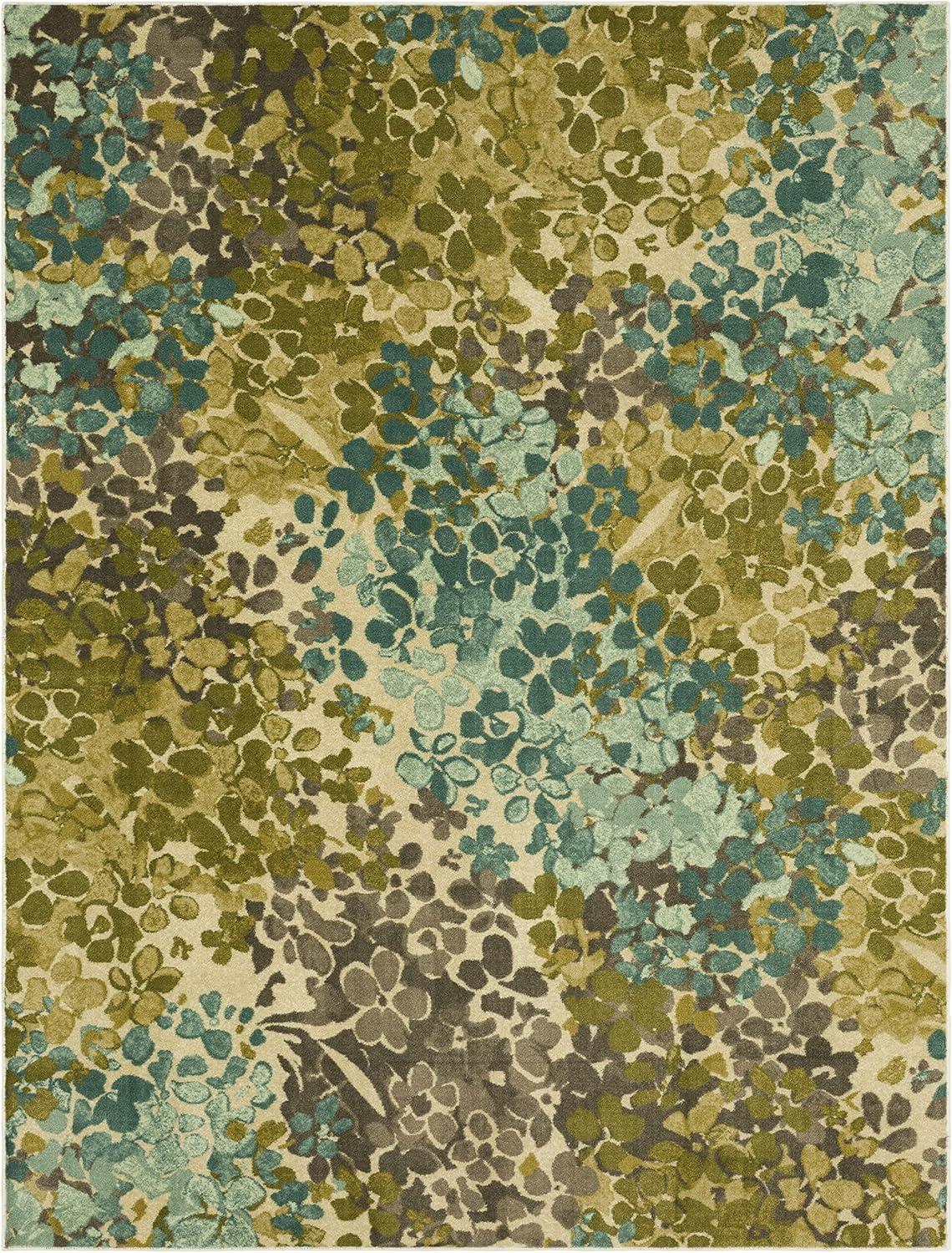 Aqua Splendor Abstract Floral 7'6"x10' Synthetic Area Rug