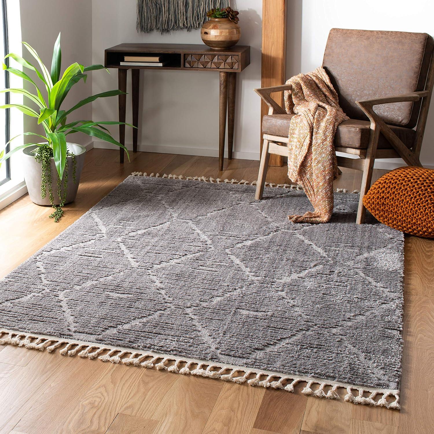 Gray Diamond Moroccan Boho Wool Area Rug