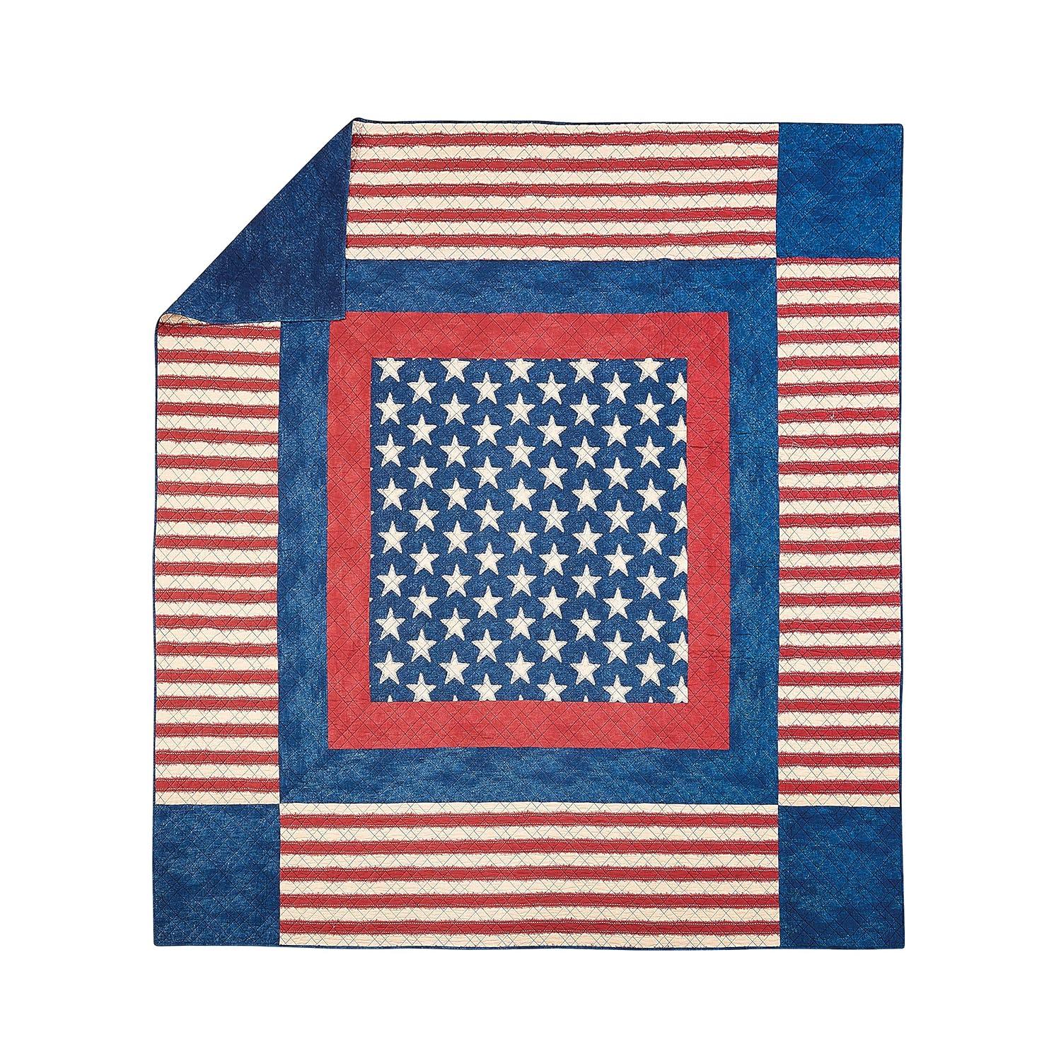 Modern Heirloom Americana Patch 100% Cotton 3-Piece Quilt/Coverlet Set