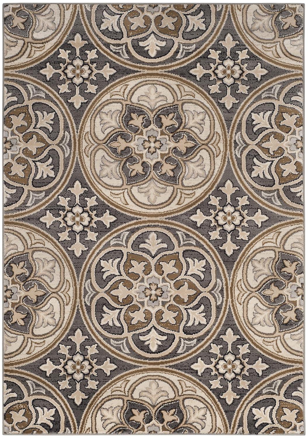 Lyndhurst LNH341 Power Loomed Area Rug - Light Grey/Beige - 5'3"x7'6" - Safavieh