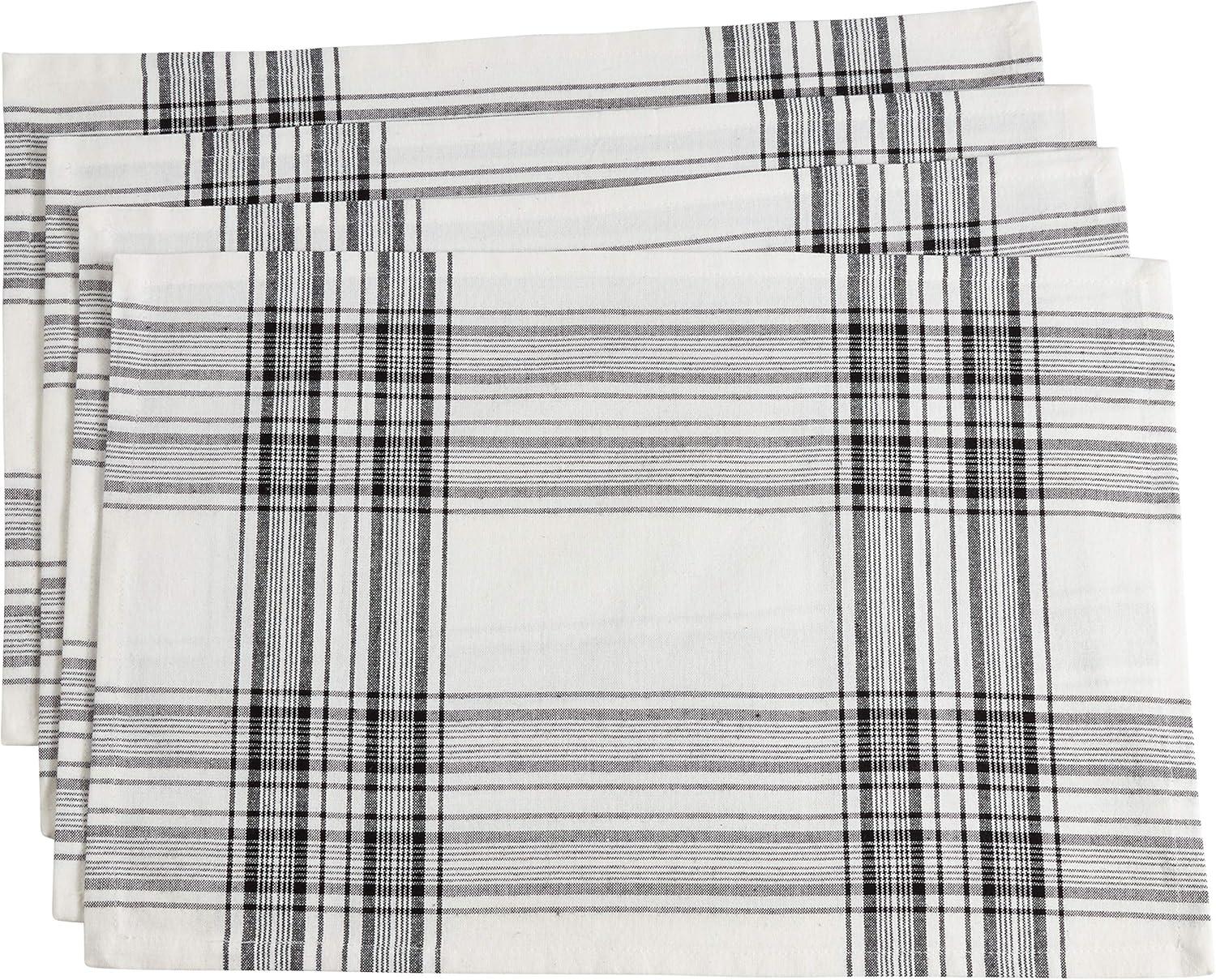 Black and White Plaid Cotton Table Placemats Set of 4