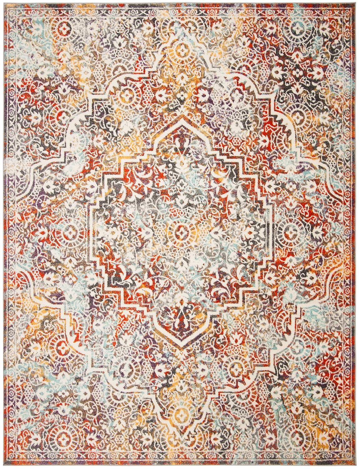 SAFAVIEH Madison Zachary Vintage Traditional Area Rug, Light Grey/Light Blue, 9' x 12'