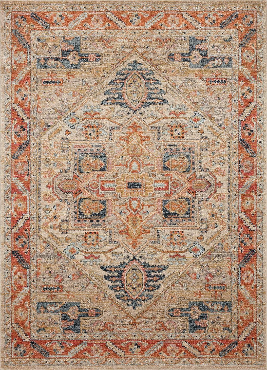 Multicolor Antique-Inspired 4' x 6' Synthetic Area Rug