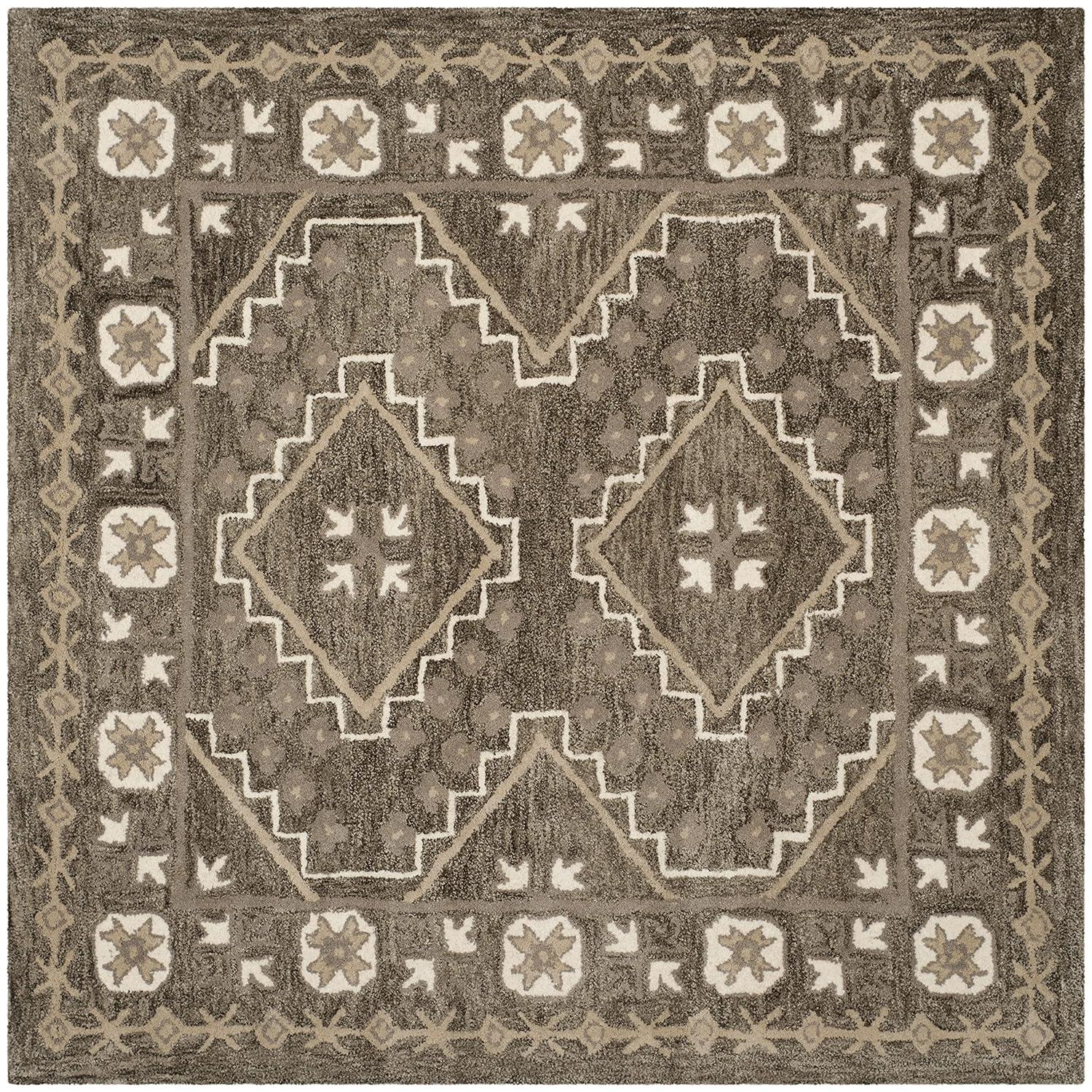 Bella BEL672 Hand Tufted Area Rug - Brown/Taupe - 5'x5' - Safavieh.