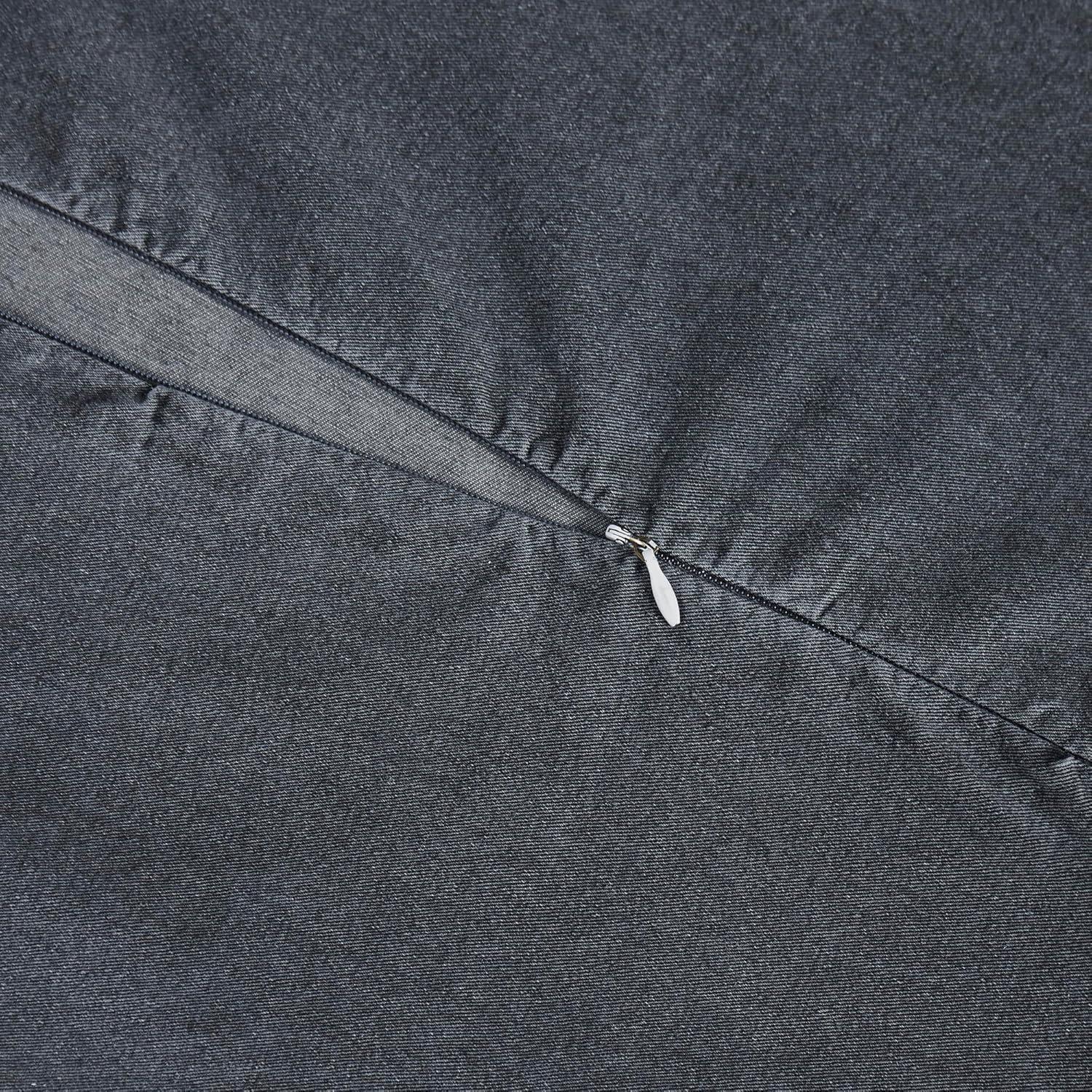 Charcoal Stonewashed Cotton Canvas Queen Duvet Cover Set