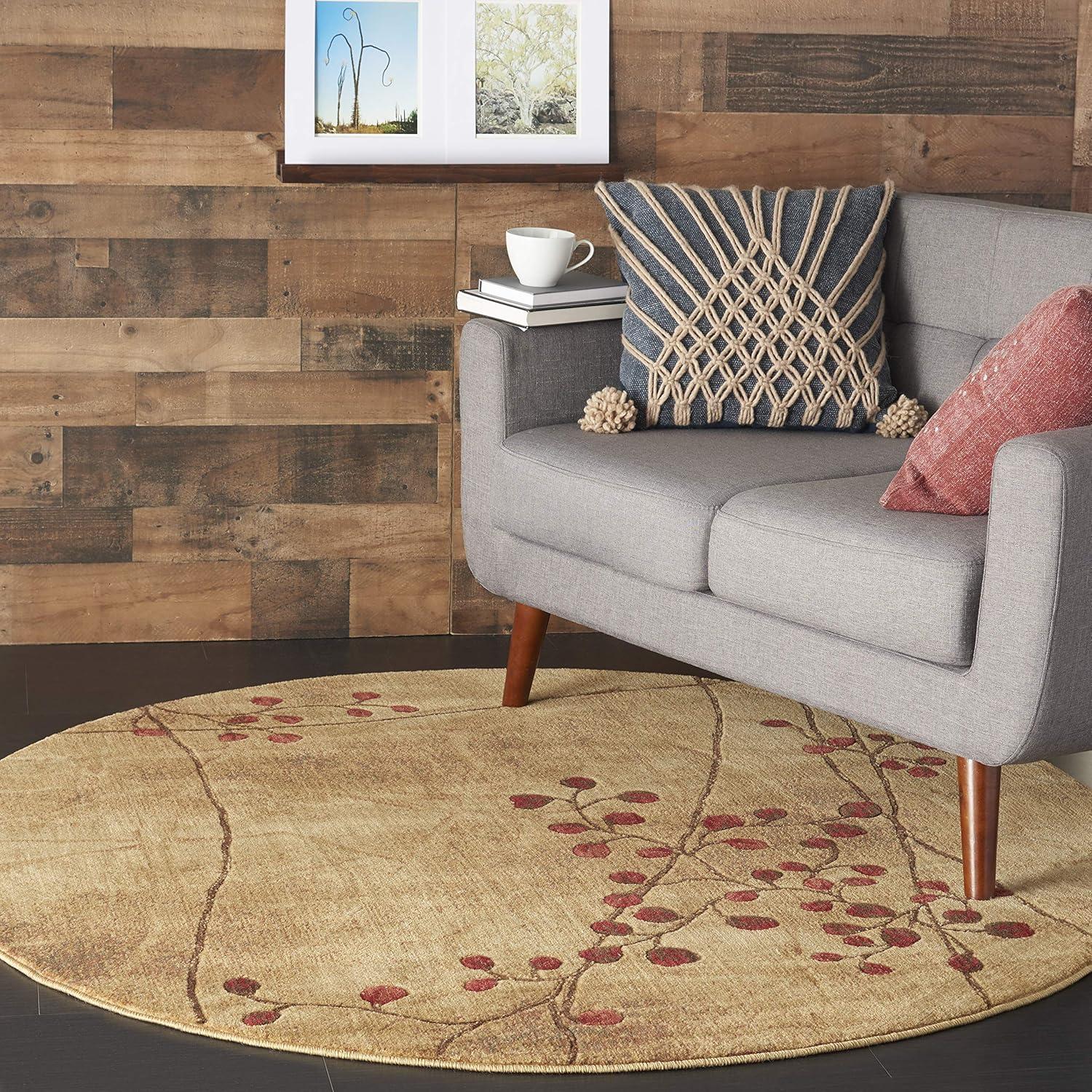 Nourison Somerset Nature Latte 5'6" x ROUND Area Rug, (6 Round)