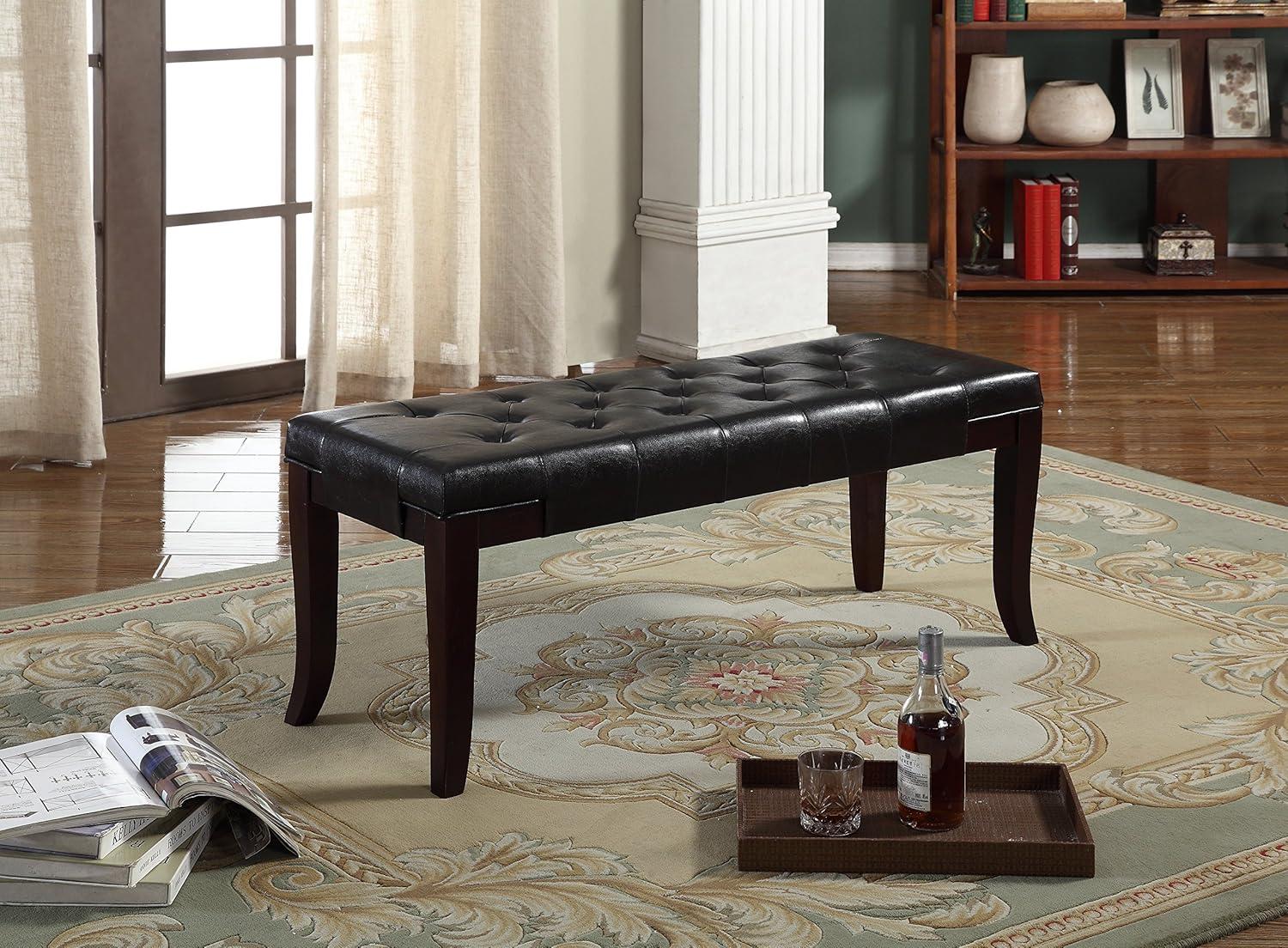 W-Jopns Linon Tufted Bench, Faux Leather A solid basic framework, comfortable, durable and beautiful