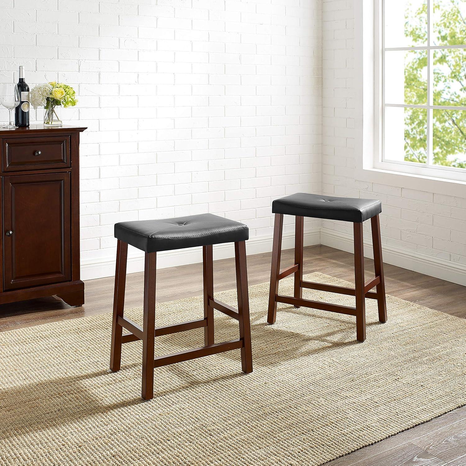 Set of 2 24" Upholstered Saddle Seat Counter Height Barstools  - Crosley