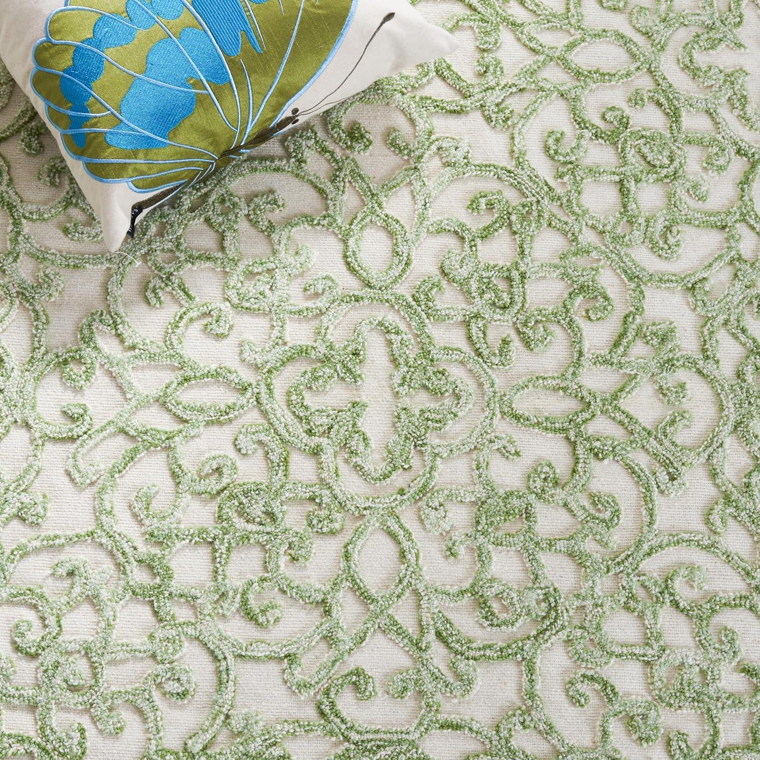 Trace TRC103 Hand Tufted Indoor Area Rug - Ivory/Green - 6'x6' - Safavieh