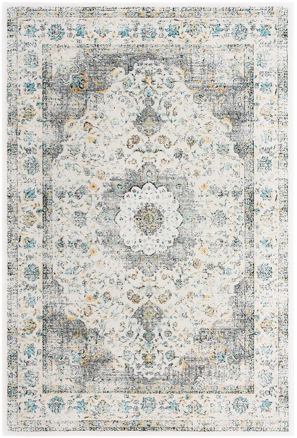 Evoke EVK220 Power Loomed Area Rug - Grey/Gold - 5'3"x7'6" - Safavieh.