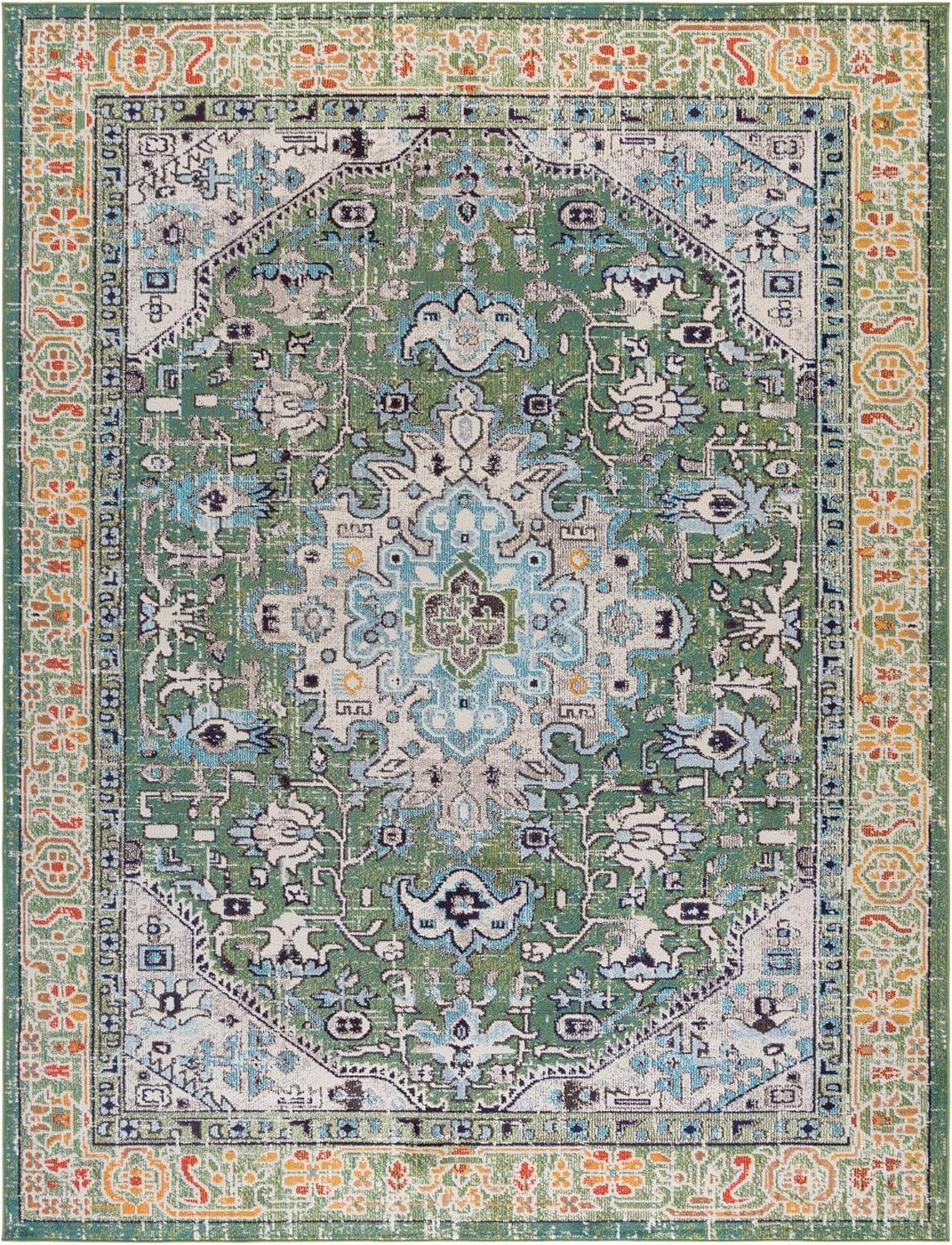 Madison MAD474 Power Loomed Indoor Area Rug - Green/Turquoise - 8'x10' - Safavieh