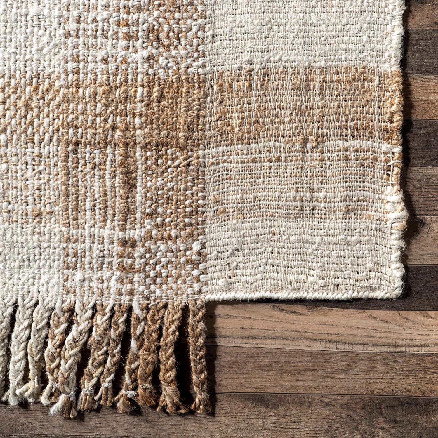 Artisanal Natural Jute 8'x10' Handcrafted Tassel Area Rug