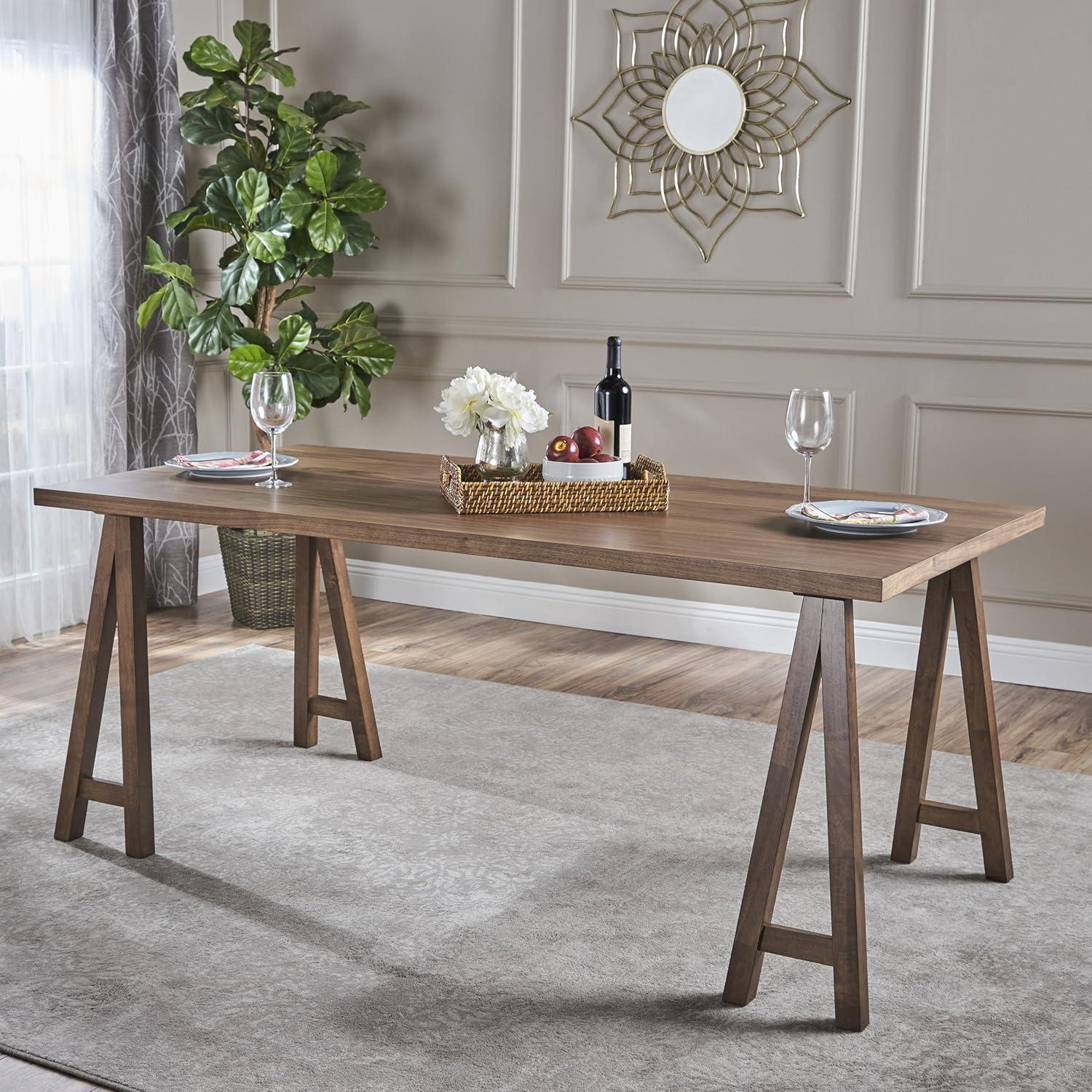 Sabine 71" Rectangular Farmhouse Wood Dining Table: Seats 8, Rubberwood & Oak - Christopher Knight Home