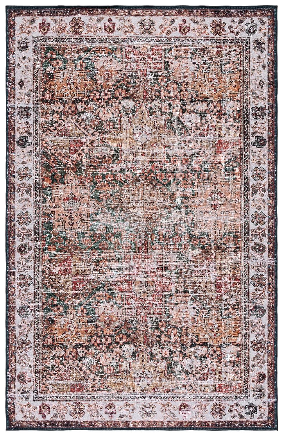 Tucson TSN114 Power Loomed Machine Washable Area Rug - Ivory/Green - 5'x8' - Safavieh.