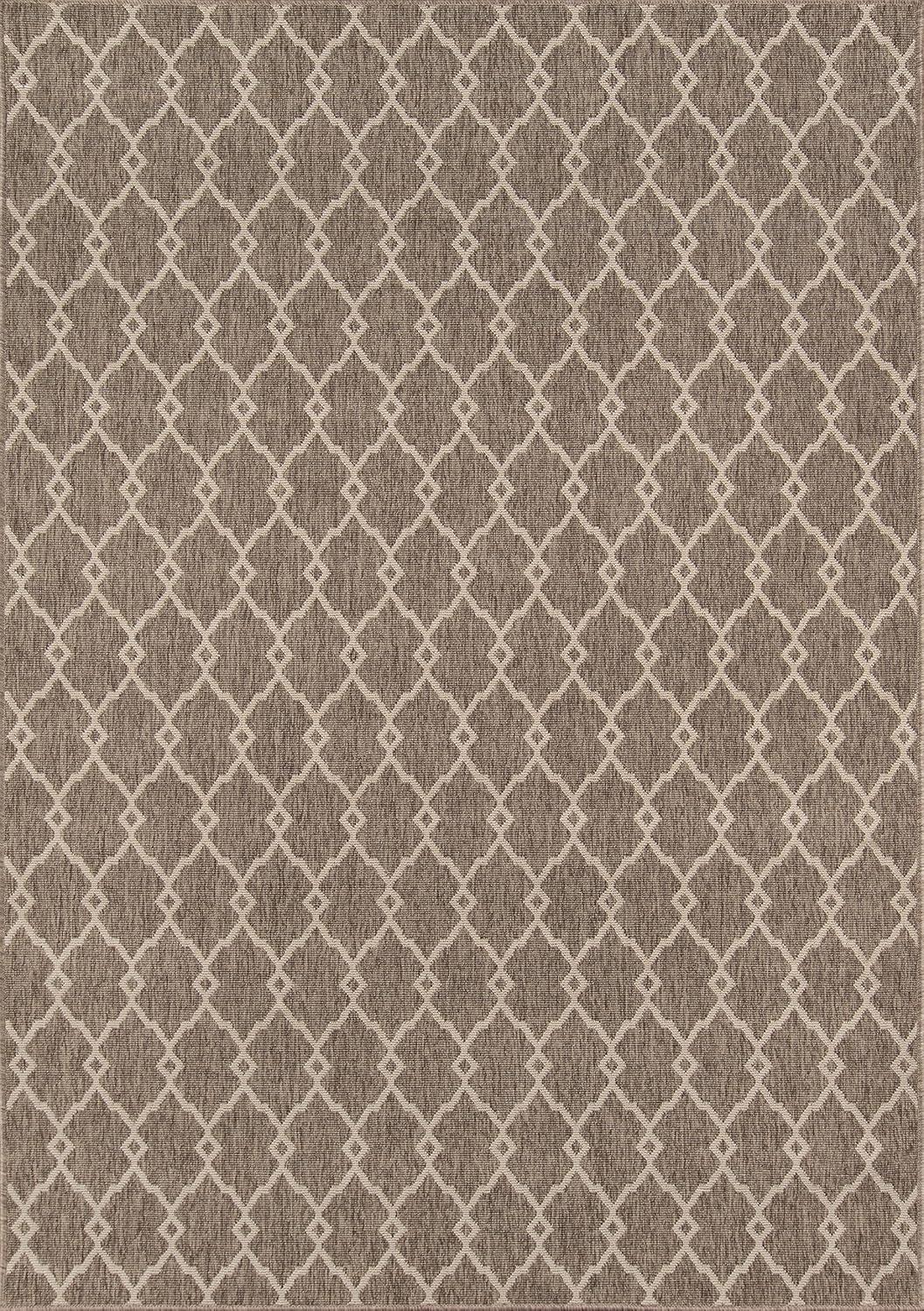 Taupe Trellis Rectangular Washable Synthetic Rug 2 ft 3 in x 4 ft 6 in