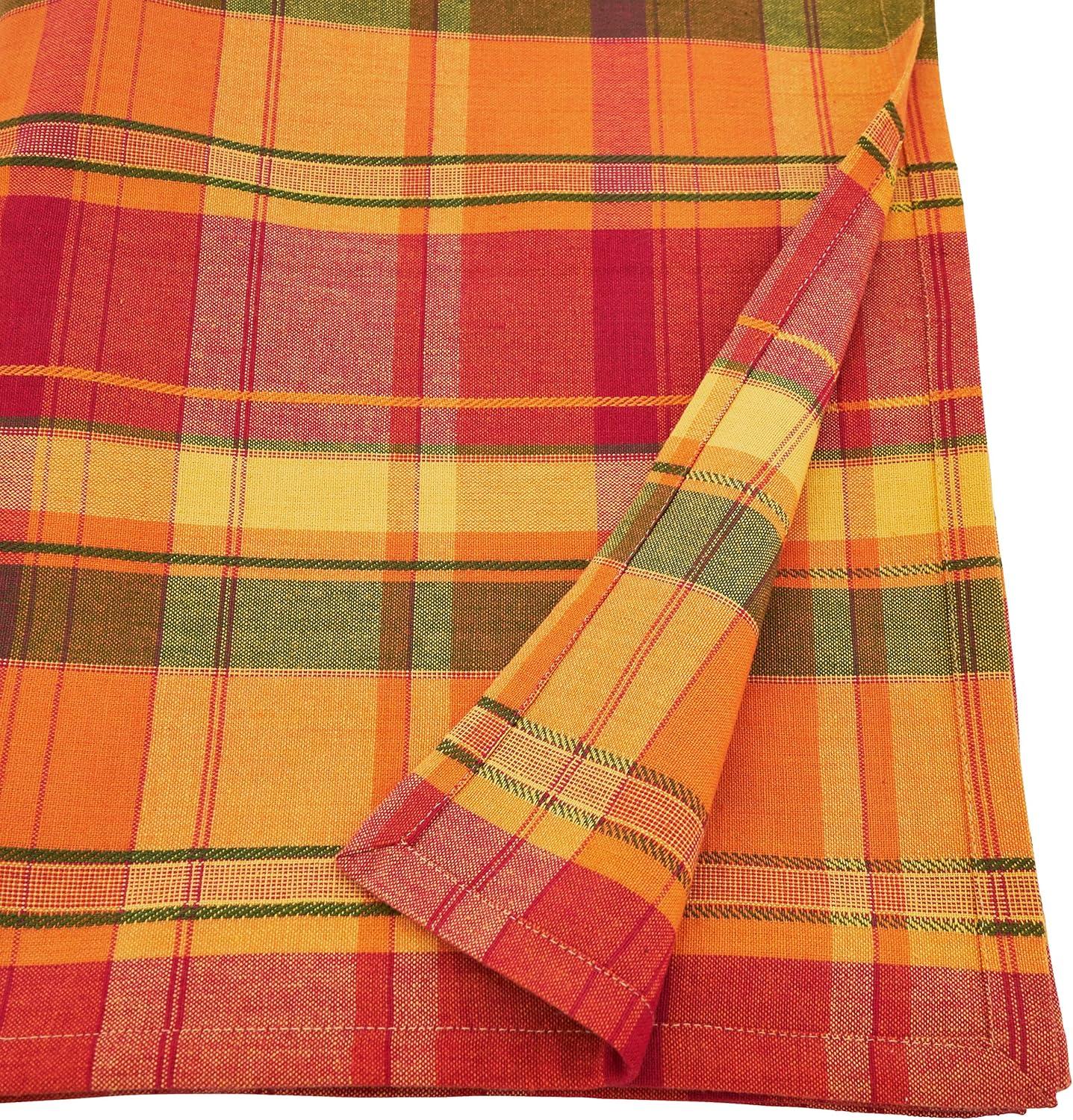 Harvest Plaid Cotton Fall Tablecloth in Warm Colors