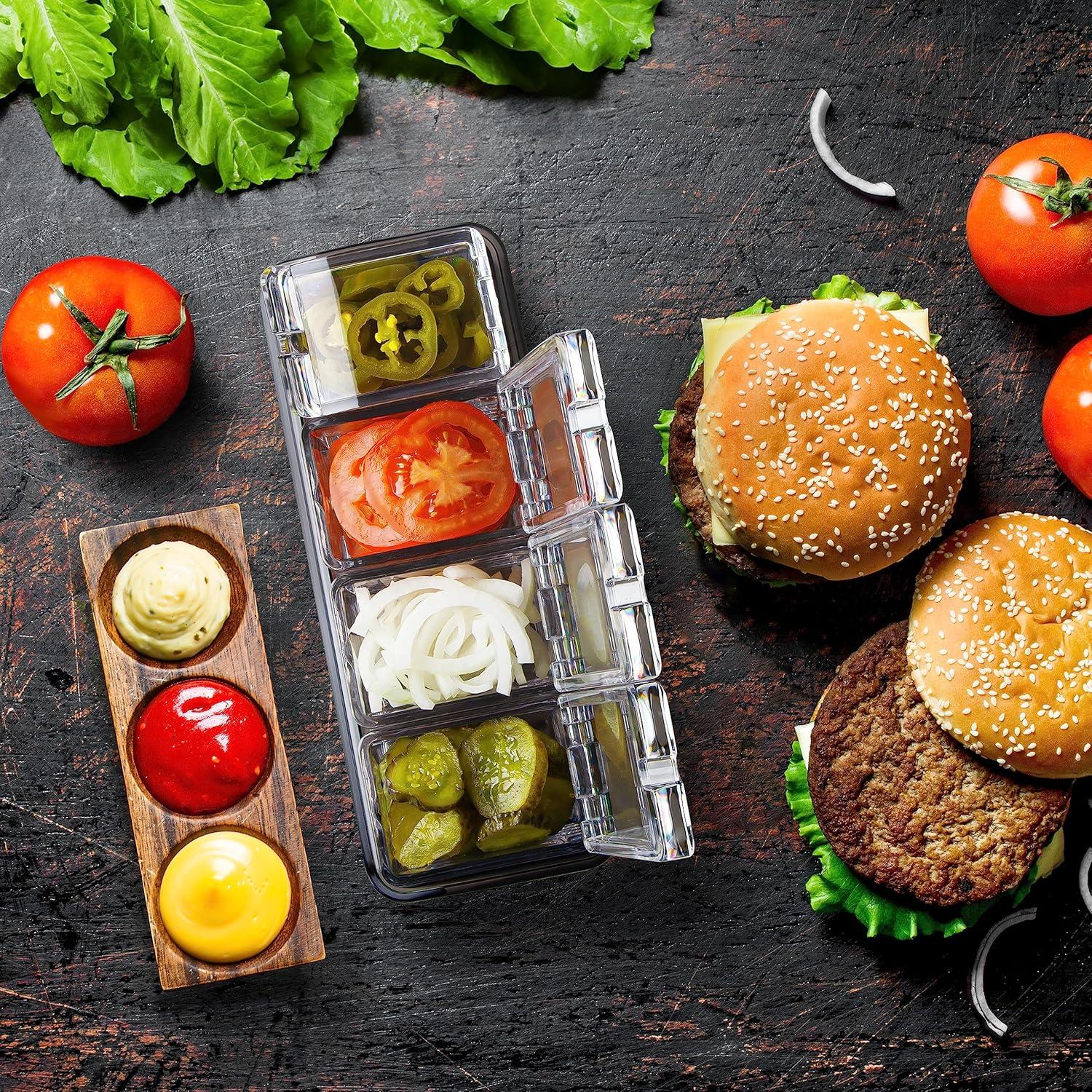 Clear Acrylic 5-Piece Garnish Bar Caddy with Removable Containers