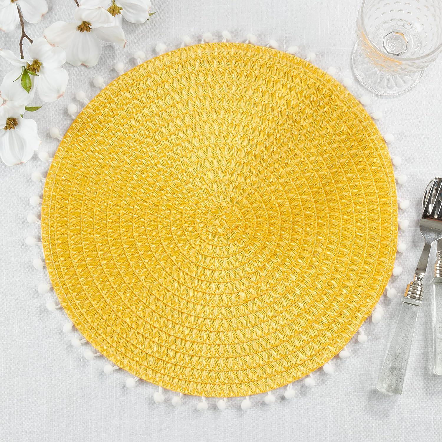 Saro Brielle Collection Polypropylene Plastic No Pattern Round Placemat (Set of 4)