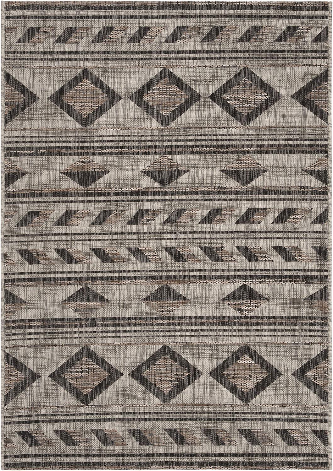 Courtyard CY8529 Power Loomed Indoor/Outdoor Area Rug - Grey/Black - 4'x5'7" - Safavieh.