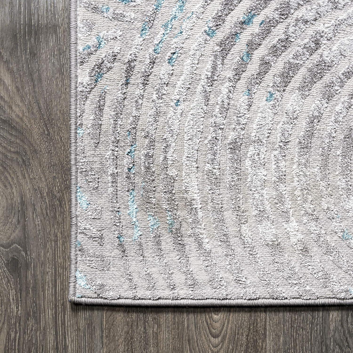 4'x6' Timeworn Modern Abstract Area Rug, Gray/Turquoise - JONATHAN Y