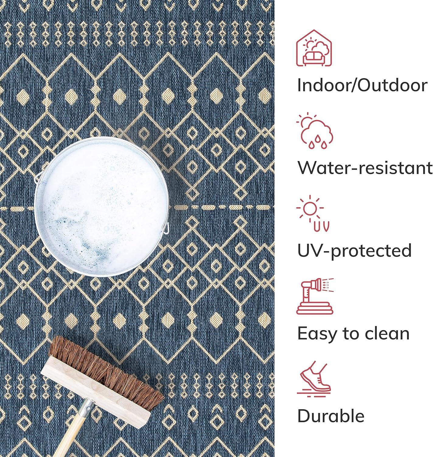 Marshanna Nord Trellis Blue Indoor/Outdoor Flat-Weave Area Rug