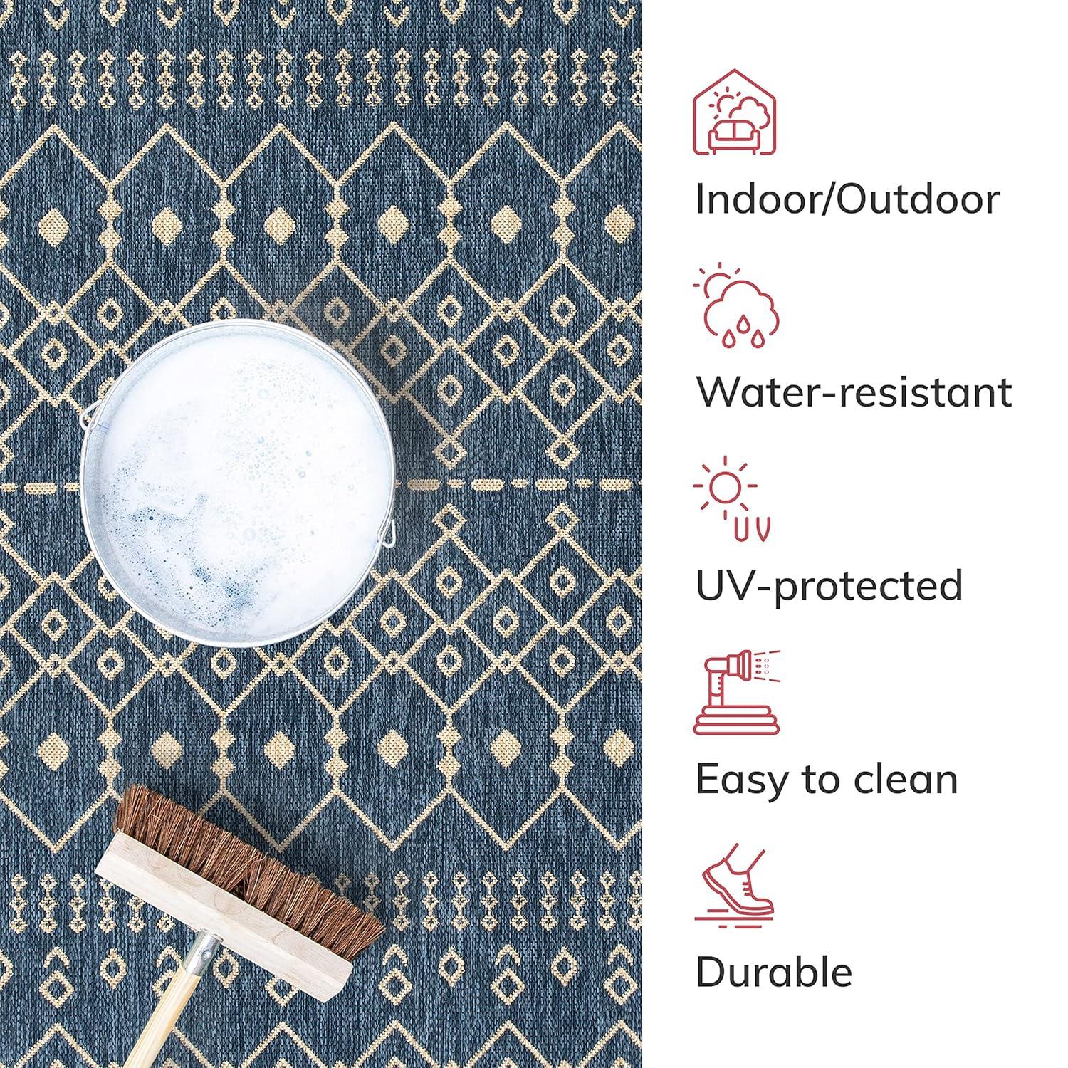 Marshanna Nord Trellis Blue Indoor/Outdoor Flat-Weave Area Rug