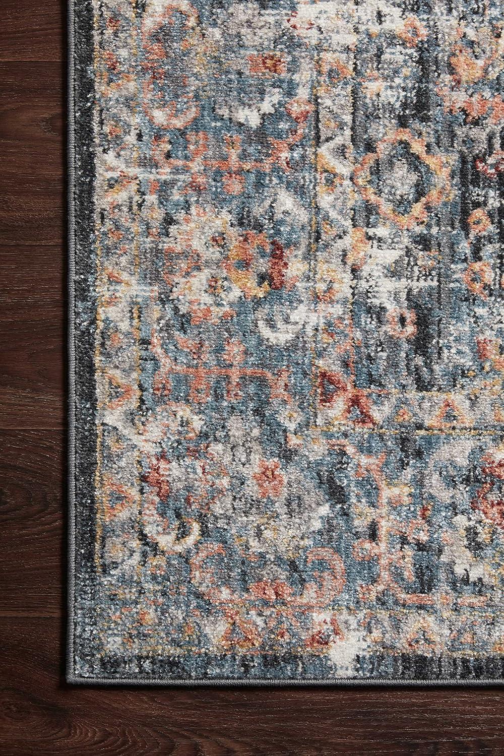 Cassandra Vintage Floral Blue Synthetic Area Rug - 2'6" x 4'