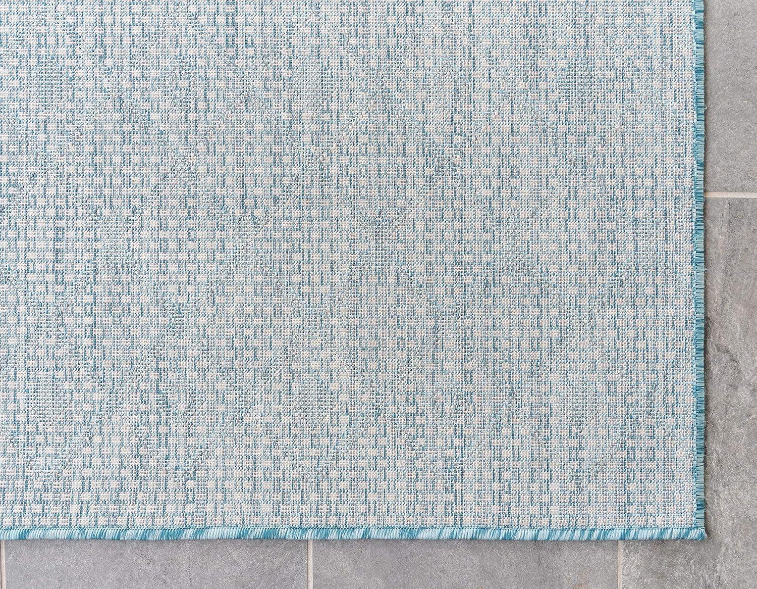 Light Aqua Trellis 6' x 9' Easy-Care Outdoor Rug