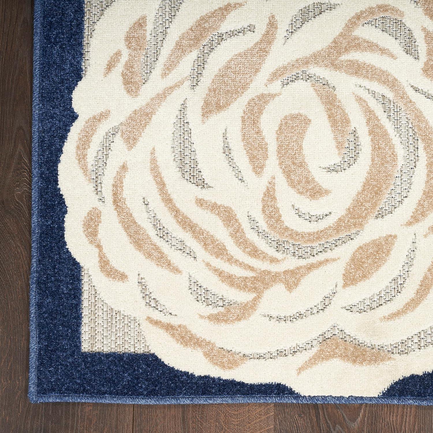 Nourison Aloha Contemporary Floral Border Outdoor Rug