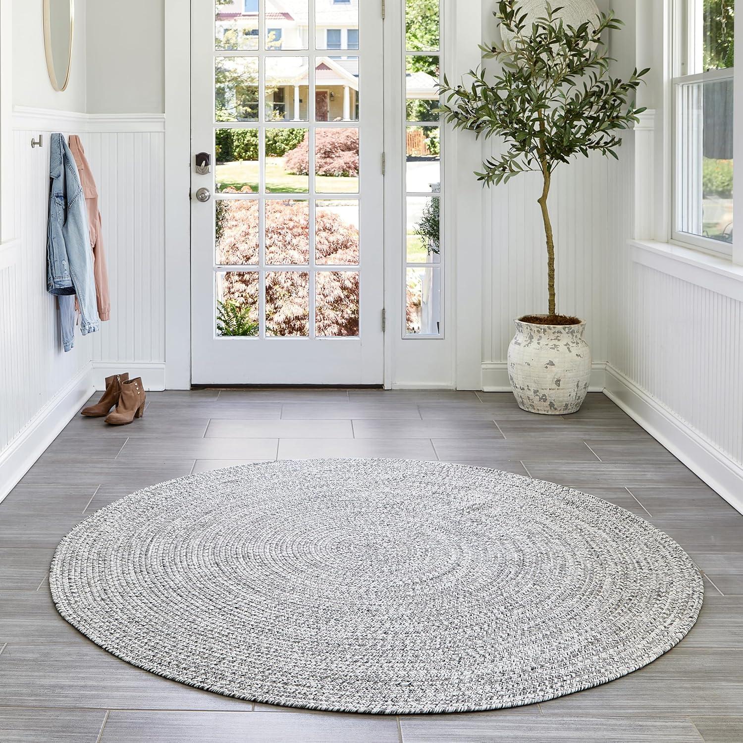 nuLOOM Wynn Braided Indoor/Outdoor Area Rug, 6' Round, Salt and Pepper