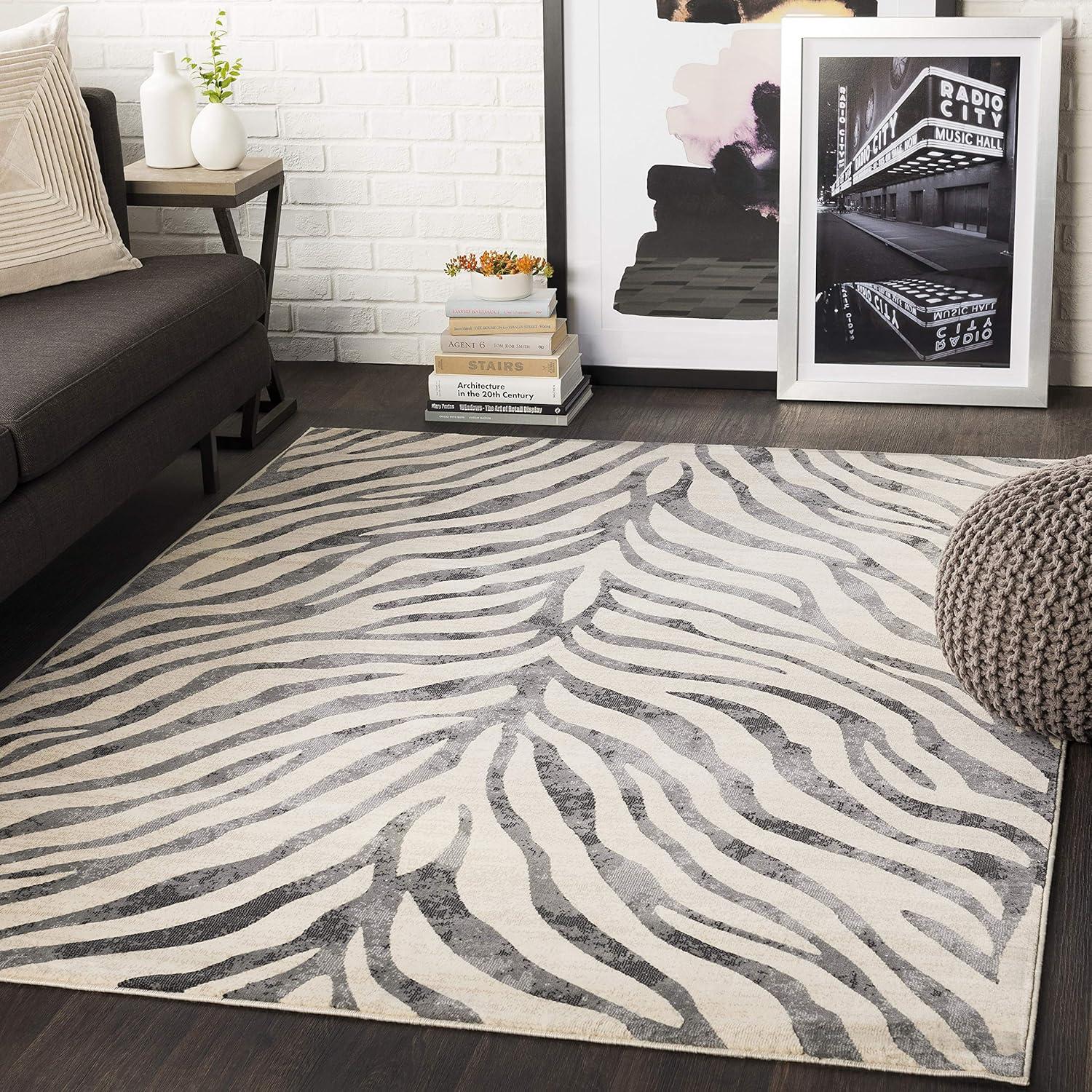 Mark & Day Chambery 6'7"x9' Rectangle Woven Indoor Area Rugs Charcoal