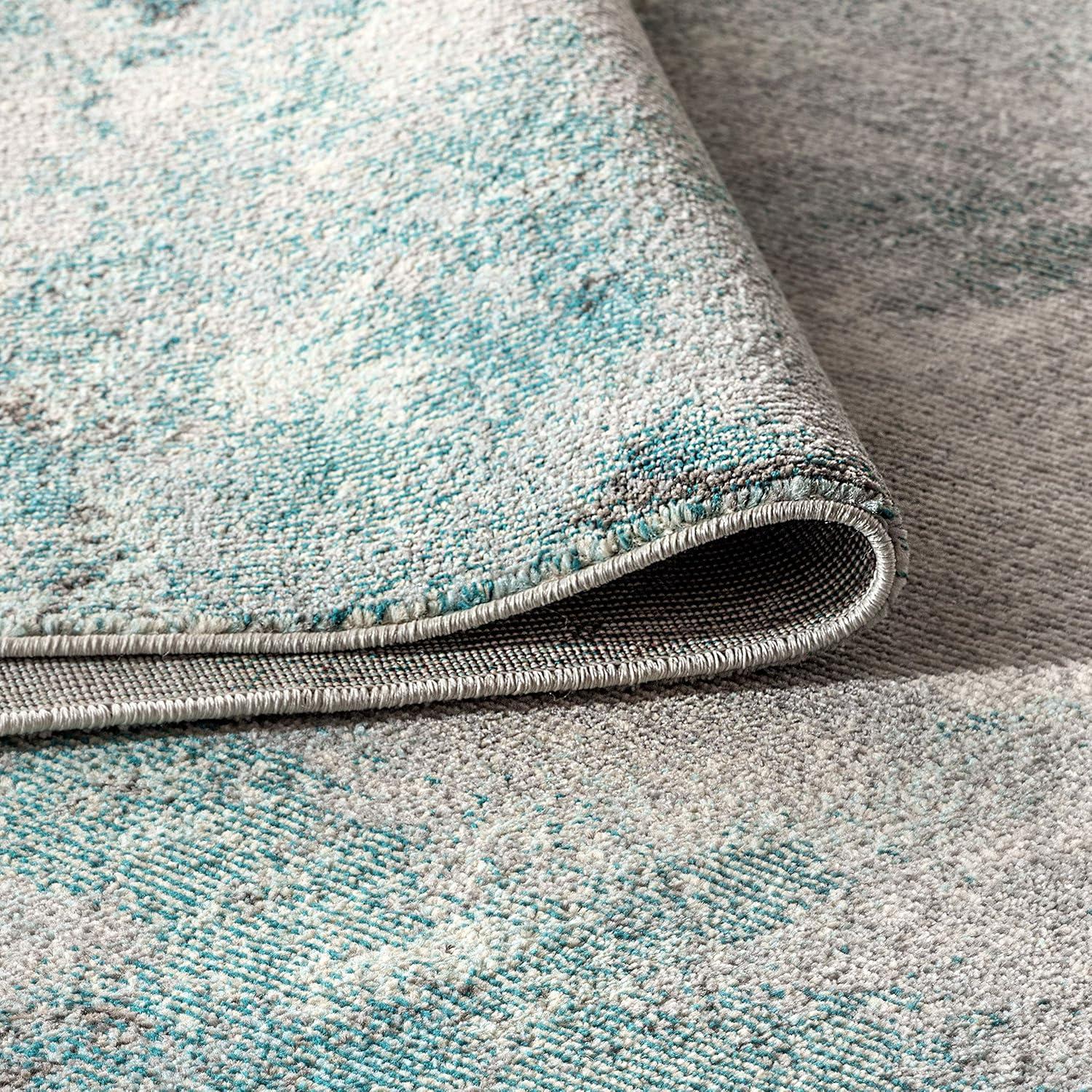 6'x 9' Contemporary POP Modern Abstract Vintage Area Rug, Cream/Blue - JONATHAN Y