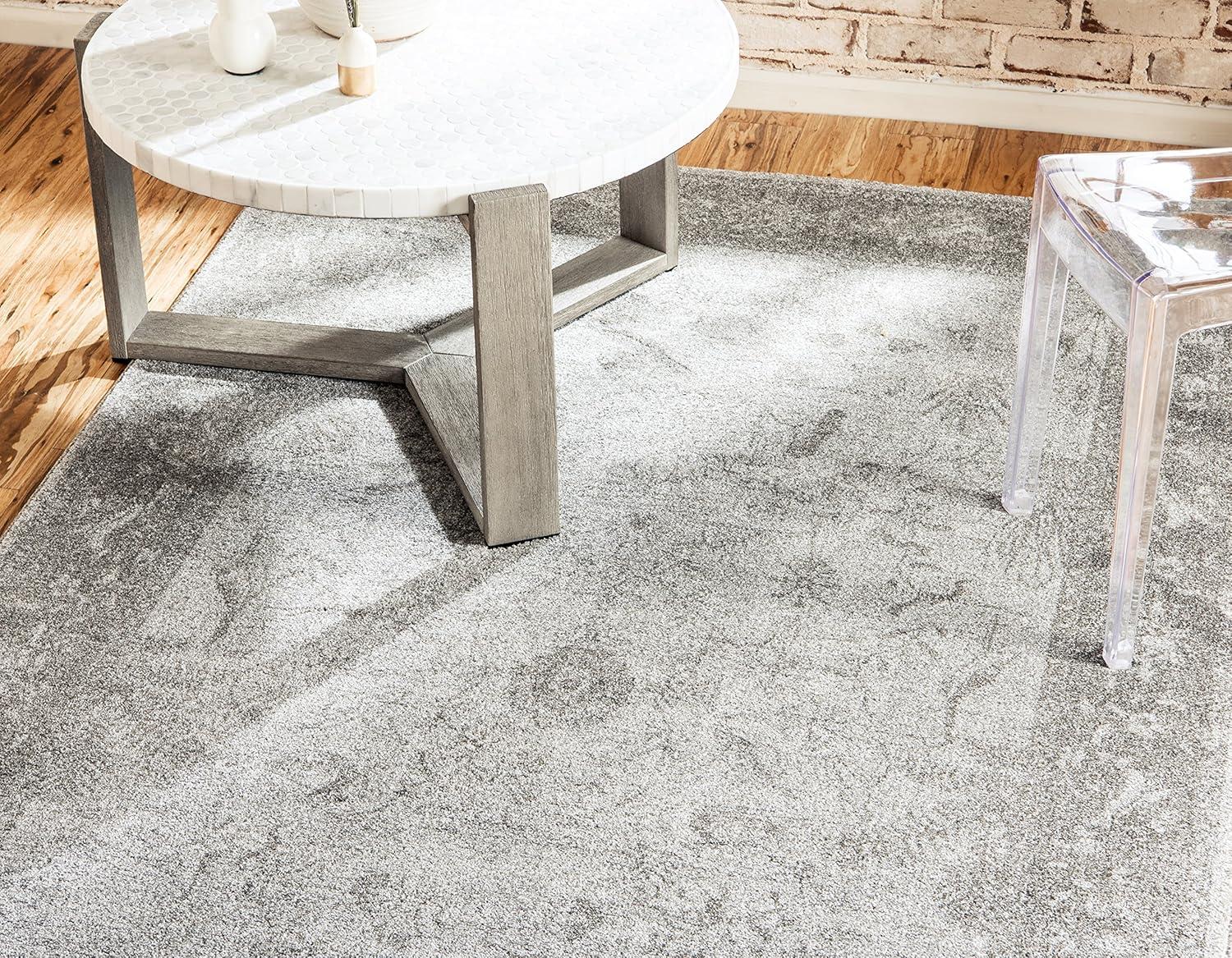 Unique Loom La Jolla Collection Area Rug - Floral (3' 3" x 5' 3" Rectangle Light Gray/Gray)