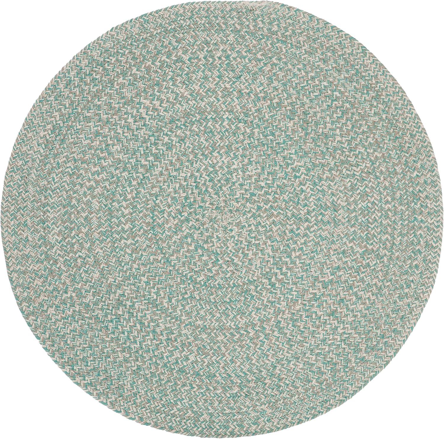 Braided BRD701 Hand Woven Area Rug - Teal/Ivory - 5' round - Safavieh.