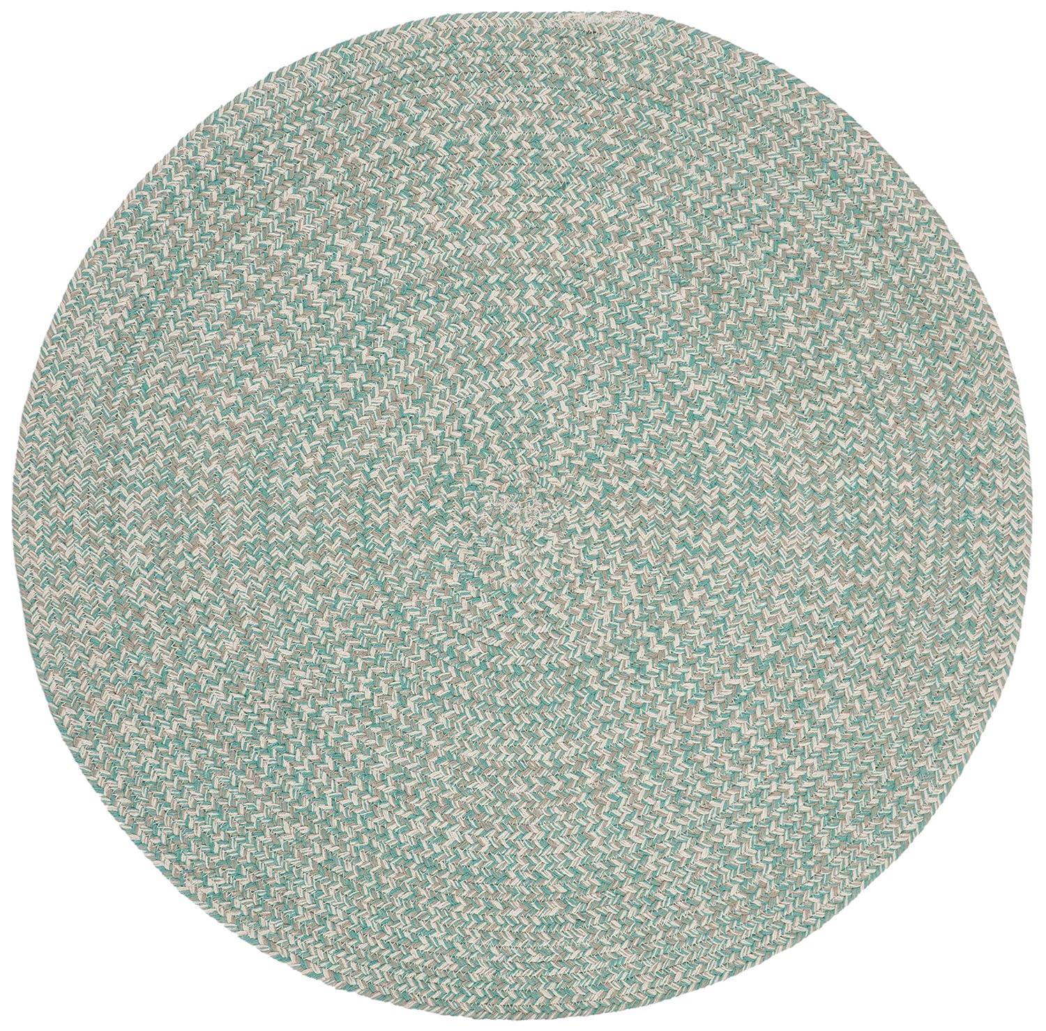 Braided BRD701 Hand Woven Area Rug - Teal/Ivory - 5' round - Safavieh.