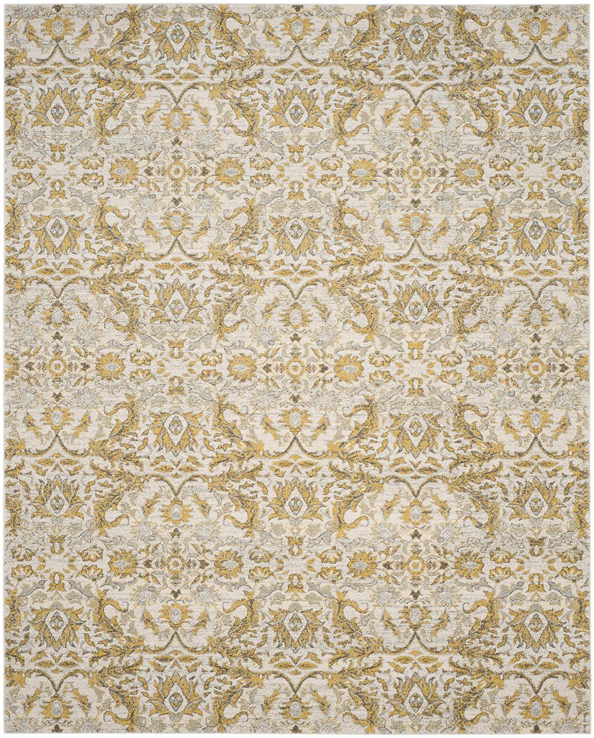 Adie Damask Ivory/Gold Area Rug