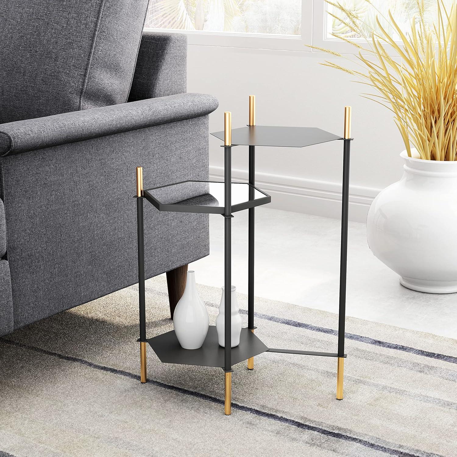 Zuo William Side Table Gold & Black