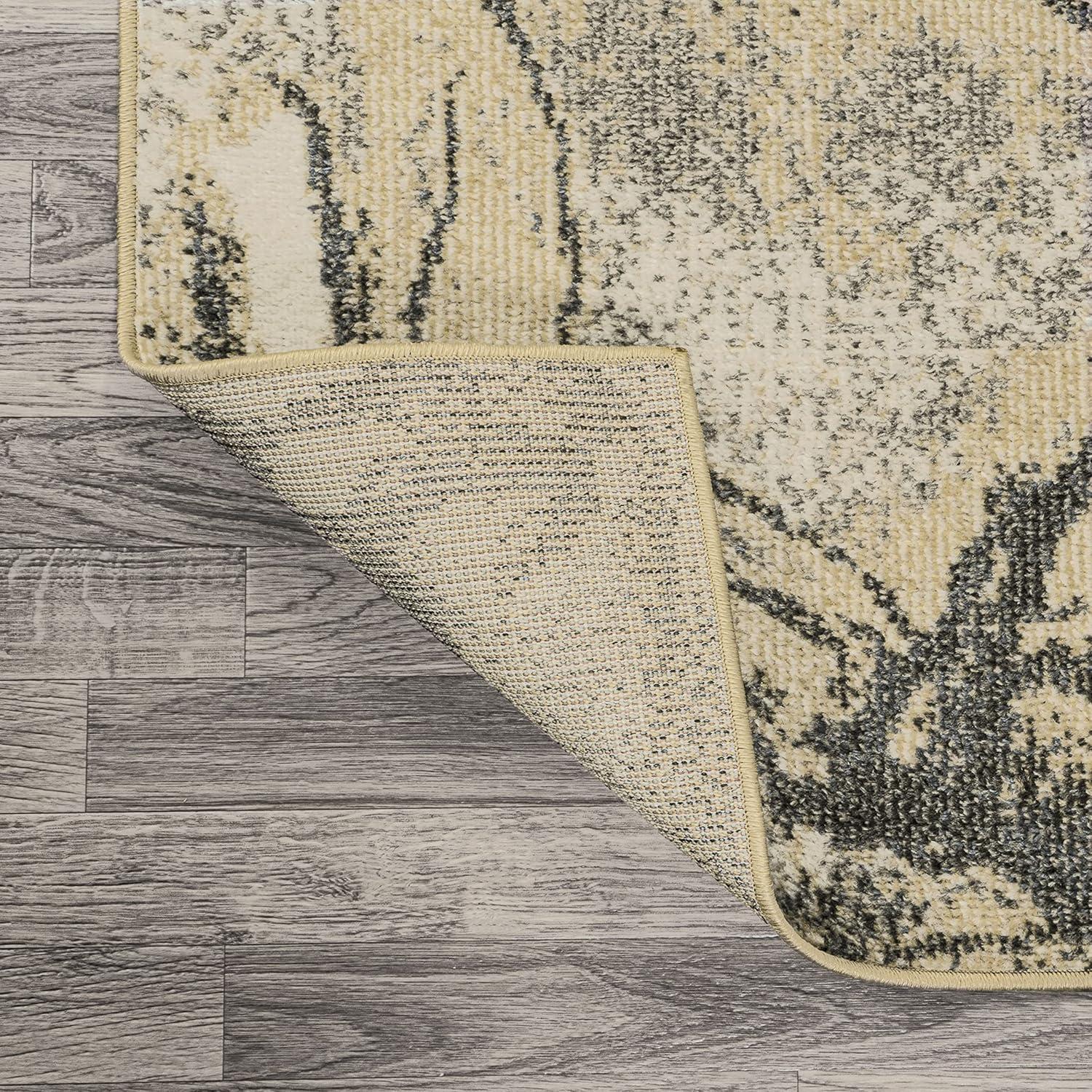 5' x 8' Marmo Abstract Marbled Modern Area Rug, Gold/Gray - JONATHAN Y